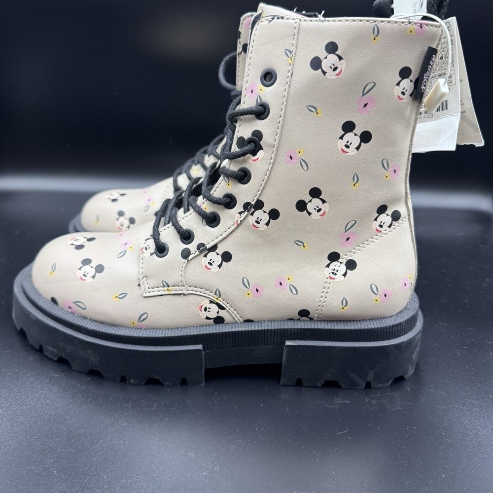 Zara Kids Mickey Mouse Lace Ankle Boots Girls Size US 3.5, EUR 35 NWT Disney - Picture 5 of 13